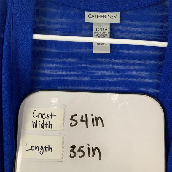 Catherine's 4X Blue Open Front Sheer Kimono Cardigan Duster Lightweight NWT - Picture 6 of 6